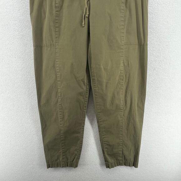 EILEEN FISHER Pants M Stretch Organic Cotton Canvas Tapered Drawstring Green - Picture 7 of 14